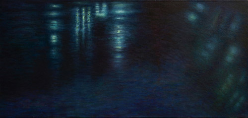 Alsterflusslauf nr.III, 42 x 89 cm, Oel auf Leinwand, 2011